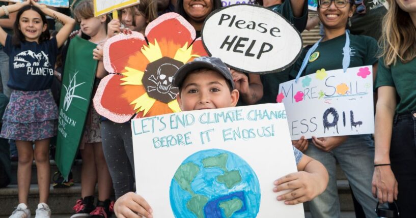 Students in New York take part in the 2019 Climate Strike, part of a worldwide day of climate strikes on Sept. 20, 2019. A whole generation of kids grew up under prophecies of doom based on a climate model that was never feasible, but is only now being discarded.