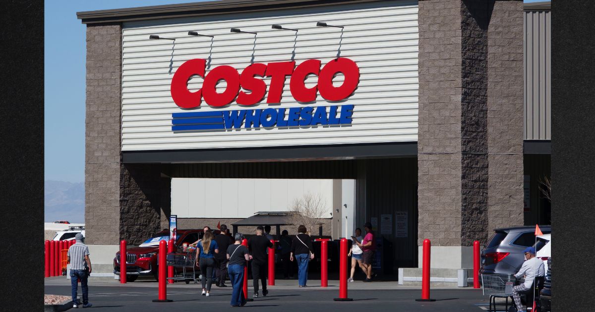 A Costco Wholesale logo is displayed at a warehouse in Las Vegas, Nevada, in a file photo from March.