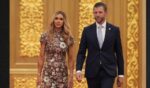Eric Trump, right, and his wife Lara arrive at a state dinner for President Donald Trump and Chinese President Xi Jinping at the Great Hall of the People on Thursday in Beijing.
