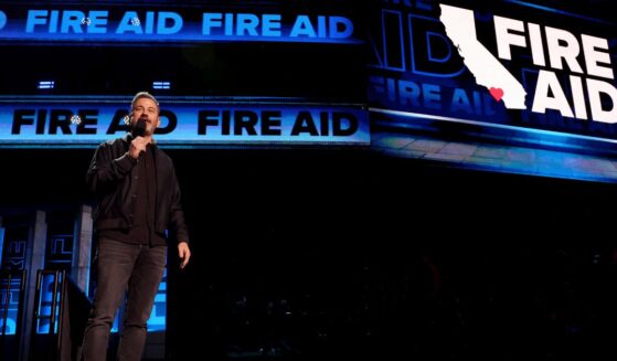 Jimmy Kimmel speaks onstage Jan. 30, 2025, during the FIREAID Benefit Concert for California Fire Relief at Intuit Dome in Inglewood, California.