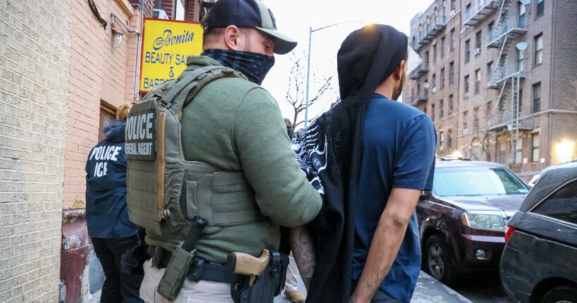 The New York City Fugitive Operations Team arrests an illegal Dominican national in a file photo dated Jan. 28, 2025.