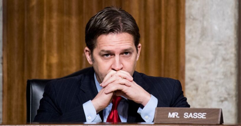 Former Senator Bill Sasse sits in the Senate Armed Services Committee room on January 12, 2017.