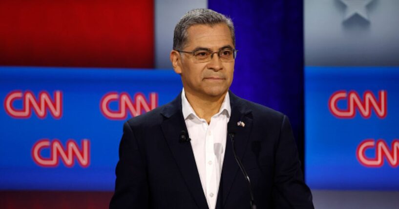 Californian Gubernatorial candidate Xavier Becerra stands in the CNN Governor Primary Debate studio.