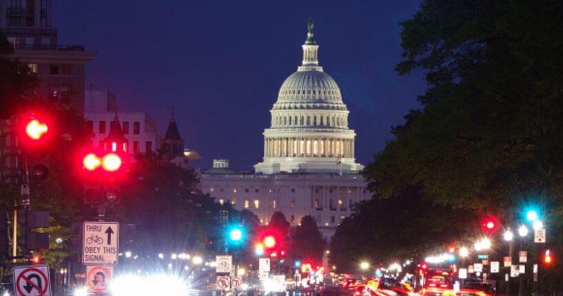 The United States Capitol Building stands during dusk on June 18, 2025.