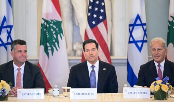 Secretary of State Marco Rubio meets with Lebanese and Israeli Ambassadors on April 14, 2026 in Washington, D.C.