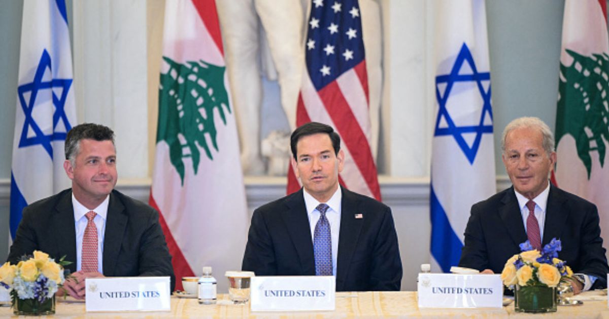 Secretary of State Marco Rubio meets with Lebanese and Israeli Ambassadors on April 14, 2026 in Washington, D.C.