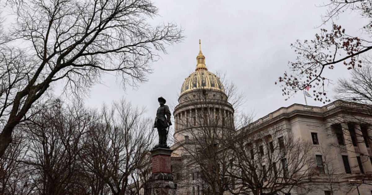 The West Virginian State Capitol stands on January 1, 2020 as preparations are underway for Jim Justice’s gubernatorial inauguration.