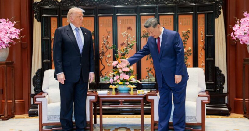 President Xi Jinping, of China, bows to President Donald Trump, of the United States, during his state visit to China on May 15, 2026.