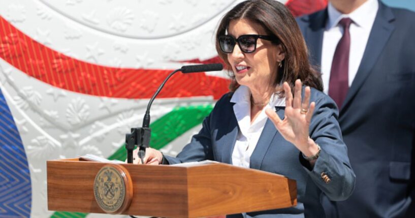 Governor Kathy Hochul speaks at a FIFA World Cup presser on April 27, 2026.