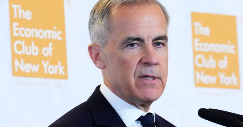 Canadian Prime Minister Mark Carney speaks at a conference held by The Economic Club of New York on May 28, 2026.