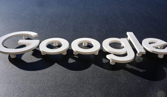 The Google logo is displayed on a New York building on October 27, 2025.