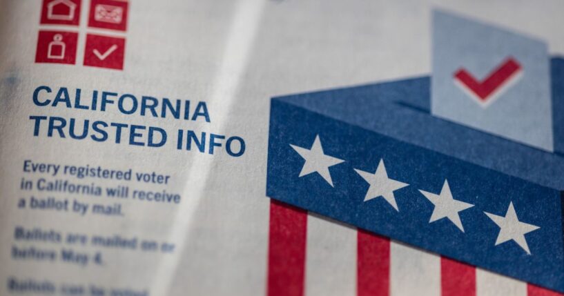 A voter information Gide mailed to a Southern California resident as photographed on May 5, 2026 in Los Angeles.