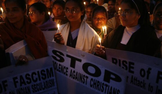 Indian Christians join in prayer to protest the killing of Indian Christians in New Delhi on Dec. 27, 2007.
