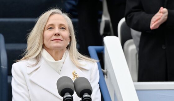 Abigail Spanberger is sworn in as Virginia's new governor in Capitol Square on Jan. 17, 2026 in Richmond, Virginia.