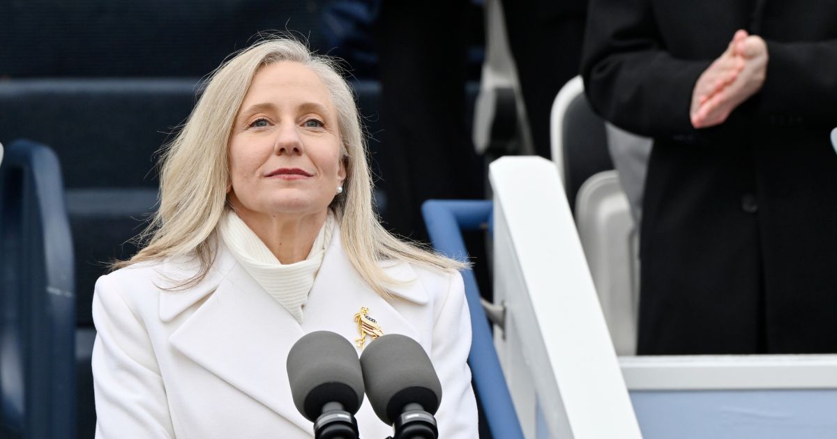 Abigail Spanberger is sworn in as Virginia's new governor in Capitol Square on Jan. 17, 2026 in Richmond, Virginia.