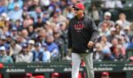 Manager Terry Francona of the Cincinnati Reds walks to the mound to make a pitching change during a match against the Chicago Cubs in Wrigley Field on May 7, 2026 in Chicago.