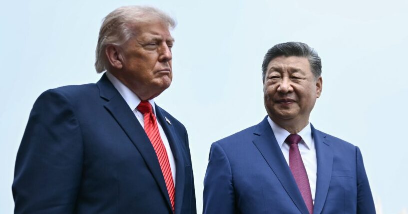 President Donald Trump meets with China's President Xi Jinping at the Temple of Heaven in Beijing, China on May 14, 2026.