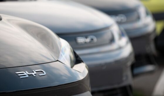 Chinese BYD cars sit at a dealership in Bristol, England on May 4, 2026.