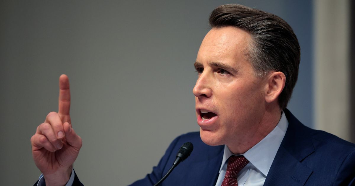 Sen. Josh Hawley speaks at a hearing in the Dirksen Senate Office Building in Washington, DC on Feb. 12, 2026.