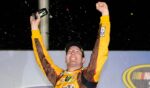 Driver Kyle Busch celebrates in the victory lane after winning the NASCAR Sprint Cup Series AdvoCare 500 at Atlanta Motor Speedway on Sept. 1, 2013 in Hampton, Georgia.