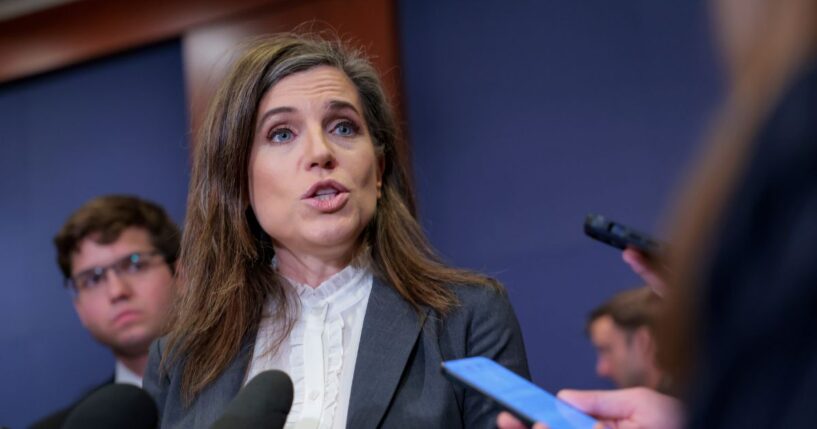 Rep. Nancy Mace (R-SC) speaks to reporters at the U.S. Capitol on March 3, 2026 in Washington.