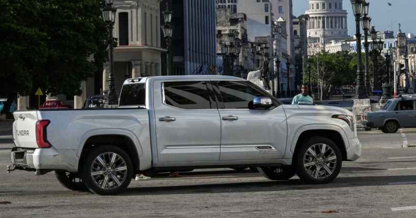 A truck sits in the middle of the road on a Havana street in Cuba on Sept. 4, 2024.