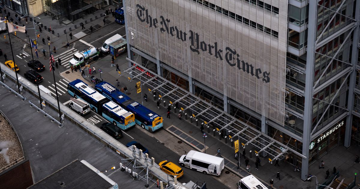 The New York Times Building, a 52-story skyscraper on the west side of Midtown Manhattan, is seen in a file photo dated Jan. 15, 2025, in New York City.