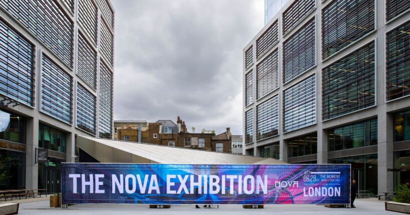 A general view of the Nova Exhibition, "06:29AM - The Moment Music Stood Still" is seen Monday in London, England. The exhibition opens in London Wednesday for six weeks, inviting visitors to reflect as they step into a recreation of the Nova Music Festival site, where 413 people were killed during the Oct. 7, 2023, Hamas attacks on Israel.