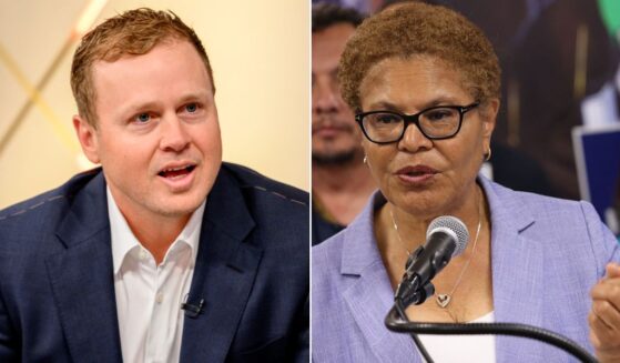 Republican LA Mayoral candidate Spencer Pratt, left, said his opponent, incumbent Democrat Mayor Karen Bass, was filmed breaking the law.
