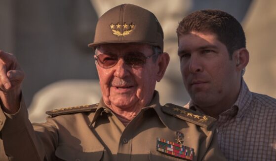Then-Cuban President Raul Castro is pictured at a May 1 parade in Havana's Revolution Square.