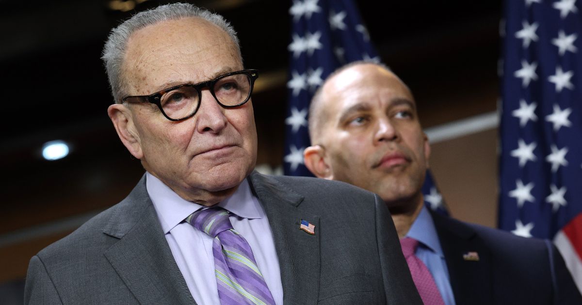 Senate Minority Leader Chuck Schumer and House Minority Leader Hakeem Jeffries, both New York Democrats, seen in a February photo, couldn't have been happy about the contents of a Democratic National Committee "autopsy" on the 2024 general election released this week, which analyzed the massive losses experienced by the Democratic Party over the past 15 years.