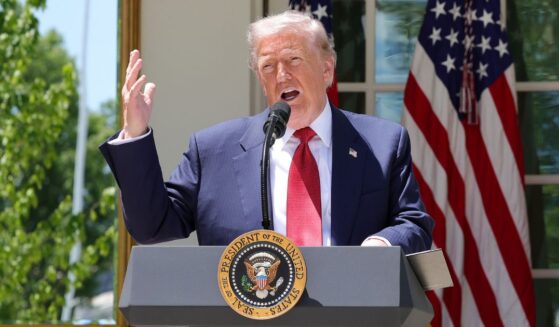 President Donald Trump delivers remarks Friday in the Rose Garden of the White House.