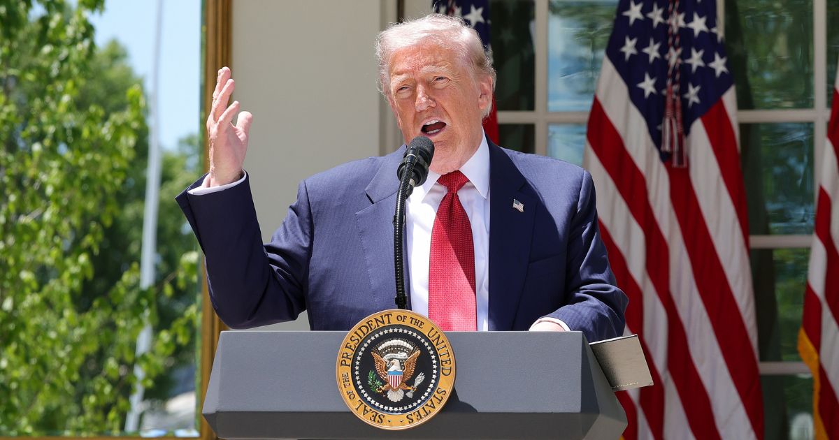 President Donald Trump delivers remarks Friday in the Rose Garden of the White House.