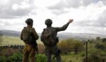 Israeli soldiers patrol along the Israel-Lebanon border on April 10, 2026.