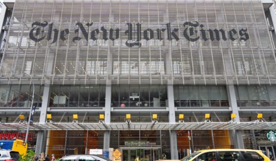 A front view of the New York Times Building on the west side of Midtown Manhattan in New York City on July 5, 2022.