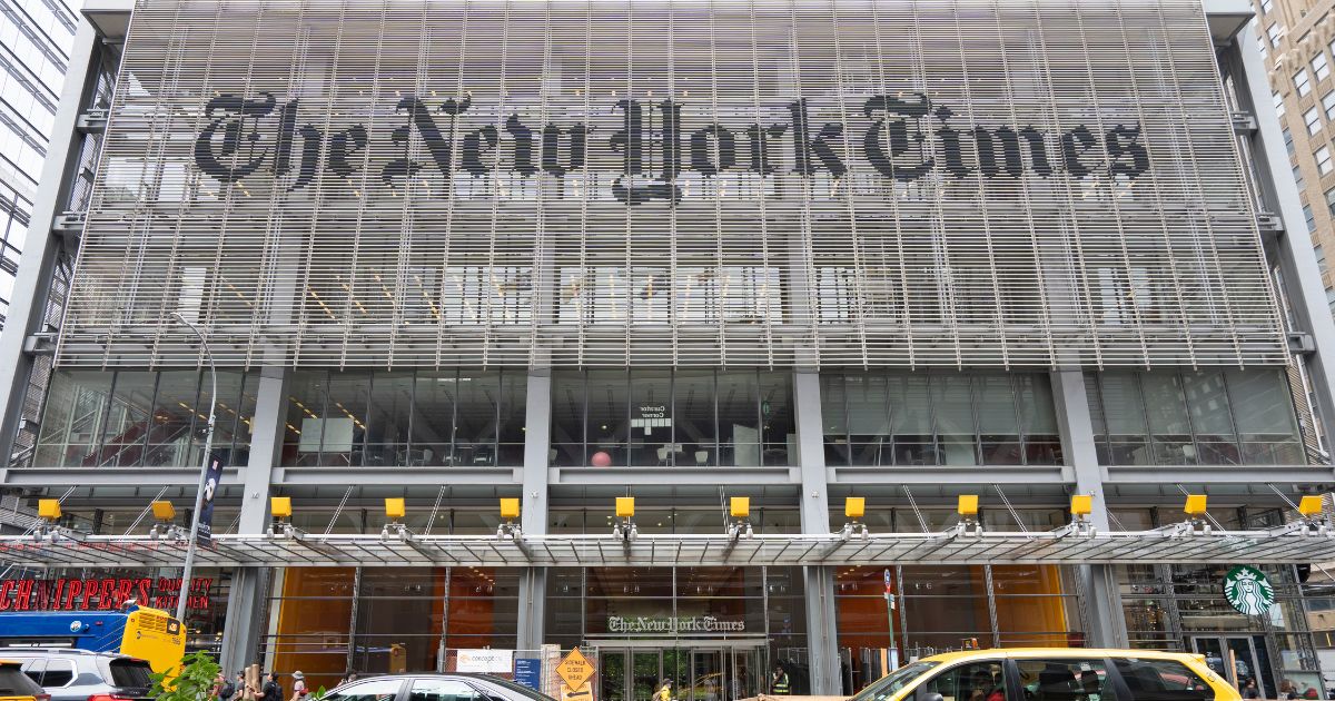 A front view of the New York Times Building on the west side of Midtown Manhattan in New York City on July 5, 2022.
