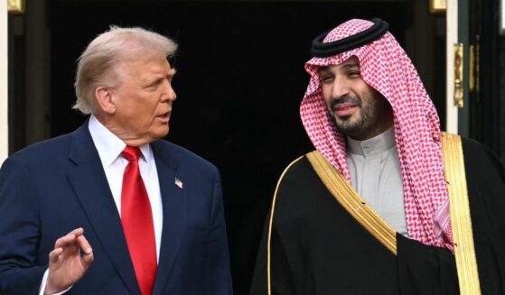 President Donald Trump greets Crown Prince and Prime Minister of the Kingdom of Saudi Arabia Mohammed bin Salman on the South Lawn at the White House in Washington, D.C., on Nov. 18, 2025.
