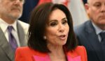 U.S. Attorney for the District of Columbia Jeanine Pirro speaks during a news conference about a transnational meth drug trafficking case, in Washington, D.C., on May 7, 2026.