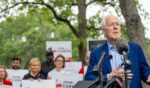 Sen. John Cornyn speaks during a news conference after casting his vote during early voting in the primary runoff at the Circle C Community Center on May 18, 2026, in Austin, Texas.