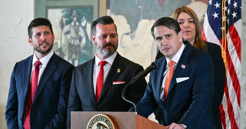 Acting Attorney General Todd Blanche speaks during a news conference announcing the indictment of former Cuban president Raul Castro, at the Freedom Tower in Miami, Florida, on May 20, 2026.