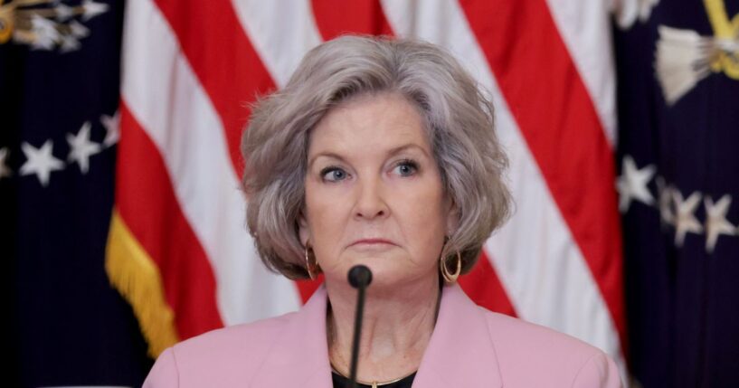 White House Chief of Staff Susie Wiles listens as President Donald Trump speaks during a lunch with the Trump Kennedy Center Board Members in the East Room of the White House on March 16, 2026, in Washington, D.C.