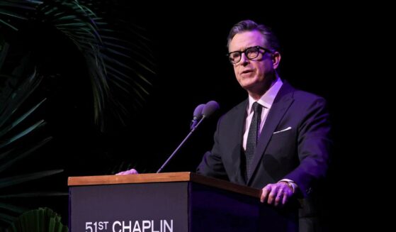 Stephen Colbert speaks onstage during the 51st Chaplin Award Gala honoring George Clooney at Alice Tully Hall, Lincoln Center, on April 27, 2026, in New York City.
