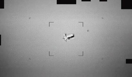 In this handout image provided by the Department of War, an images of a UAP that resembles a football-shaped body near Japan that the U.S. Indo-Pacific Command reported. The Department of War announced the initial release of new, never-before-seen files on UAPs on May 8, 2026, as part of a Trump administration transparency effort.
