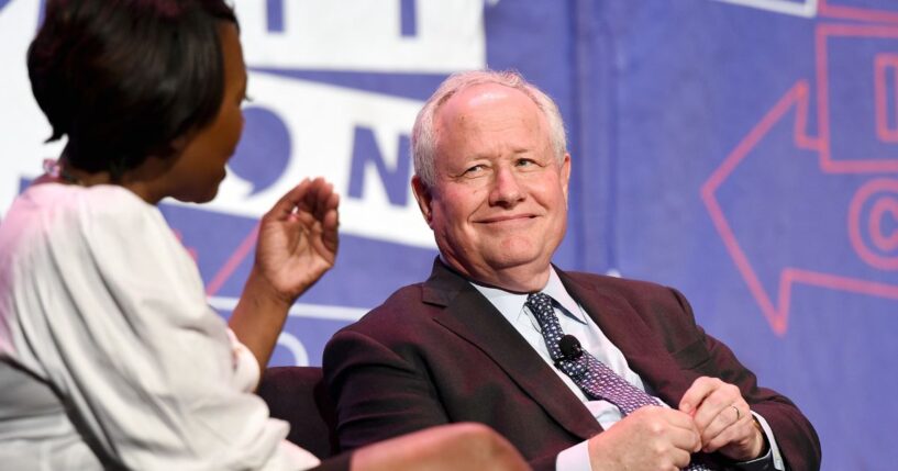 Joy-Ann Reid and Bill Kristol at a panel during Politicon at Pasadena Convention Center on July 29, 2017, in Pasadena, California.