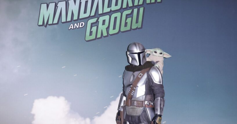 A display of the Mandalorian and Grogu from Star Wars is seen during the "Star Wars: The Mandalorian And Grogu" premiere red carpet at The Club Milano on May 19, 2026, in Milan, Italy.