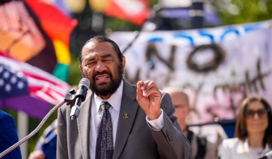 Rep. Al Green speaks during a rally at Columbus Circle in front of Union Station before marching on Capitol Hill on Sept. 2, 2025, in Washington, D.C.