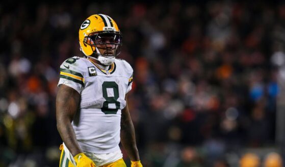 Josh Jacobs of the Green Bay Packers looks on from the field during an NFC Wild Card Playoff game against the Chicago Bears at Soldier Field on Jan. 10, 2026, in Chicago, Illinois.