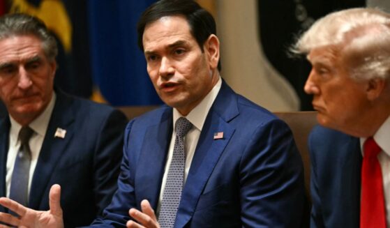 Secretary of State Marco Rubio speaks alongside Secretary of the Interior Doug Burgum and President Donald Trump during a meeting in the Cabinet Room of the White House in Washington, D.C., on May 27, 2026.