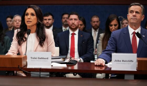 FBI Director Kash Patel, Director of National Intelligence Tulsi Gabbard, and Director of the Central Intelligence Agency John Ratcliffe testify during a House Select Intelligence Committee hearing on March 19, 2026, in Washington, D.C.
