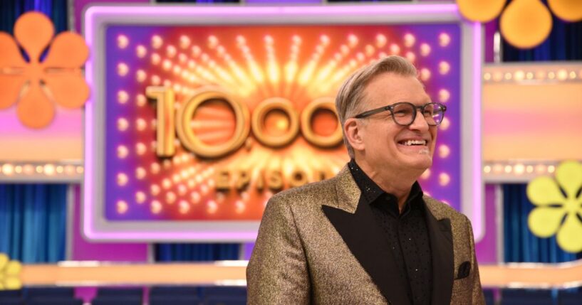 Drew Carey does an interview at the taping of the 10,000th episode of
